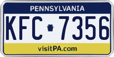 PA license plate KFC7356