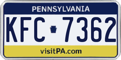 PA license plate KFC7362