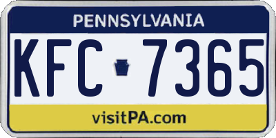 PA license plate KFC7365