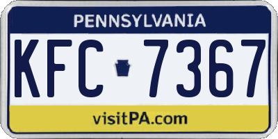 PA license plate KFC7367