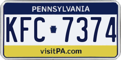 PA license plate KFC7374