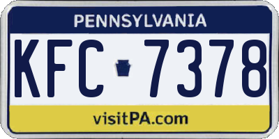PA license plate KFC7378