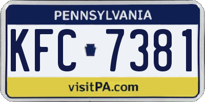 PA license plate KFC7381