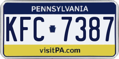 PA license plate KFC7387