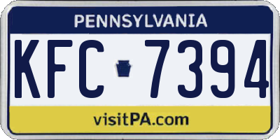 PA license plate KFC7394
