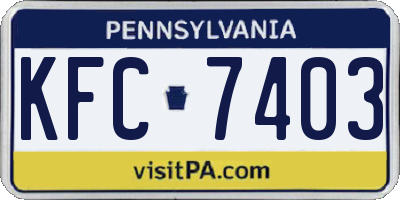 PA license plate KFC7403