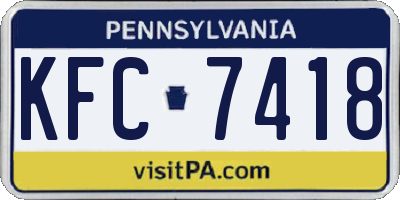 PA license plate KFC7418