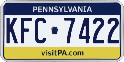 PA license plate KFC7422