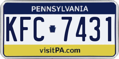 PA license plate KFC7431