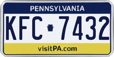 PA license plate KFC7432