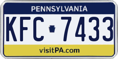 PA license plate KFC7433