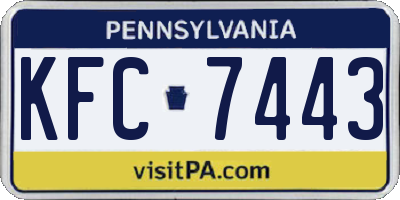PA license plate KFC7443
