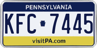 PA license plate KFC7445