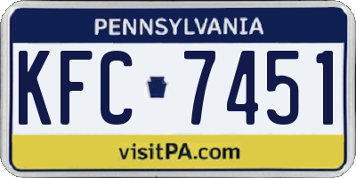 PA license plate KFC7451