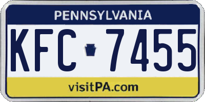 PA license plate KFC7455