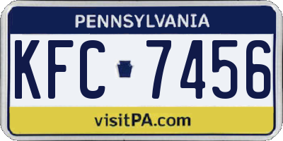 PA license plate KFC7456
