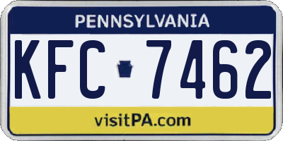 PA license plate KFC7462