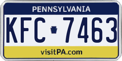 PA license plate KFC7463