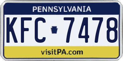 PA license plate KFC7478