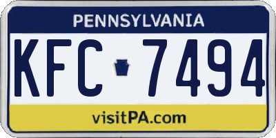 PA license plate KFC7494