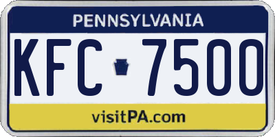 PA license plate KFC7500
