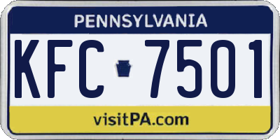 PA license plate KFC7501