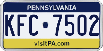 PA license plate KFC7502