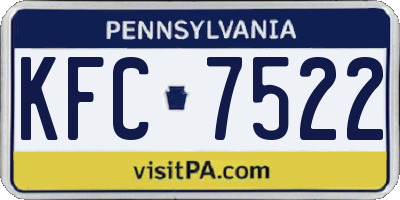 PA license plate KFC7522