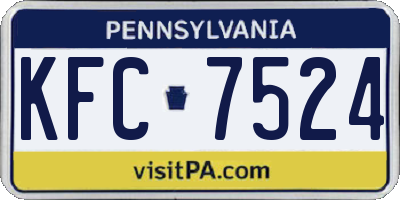 PA license plate KFC7524