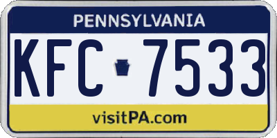 PA license plate KFC7533