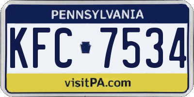 PA license plate KFC7534