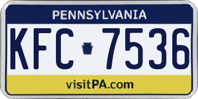 PA license plate KFC7536