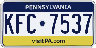 PA license plate KFC7537