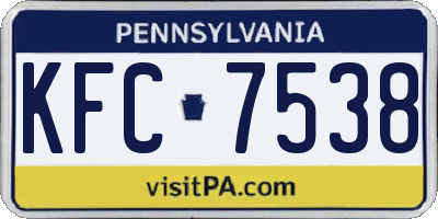 PA license plate KFC7538