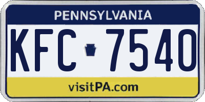 PA license plate KFC7540