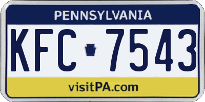 PA license plate KFC7543