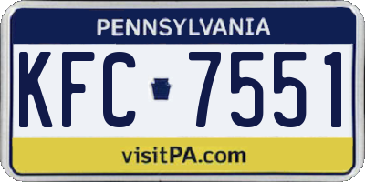 PA license plate KFC7551