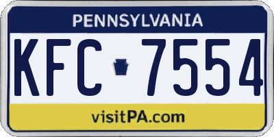 PA license plate KFC7554