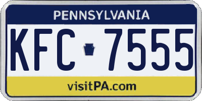 PA license plate KFC7555