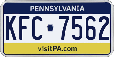 PA license plate KFC7562