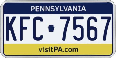 PA license plate KFC7567
