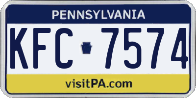 PA license plate KFC7574