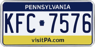 PA license plate KFC7576