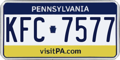 PA license plate KFC7577