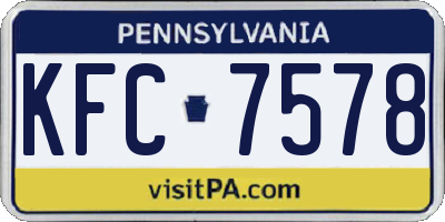 PA license plate KFC7578