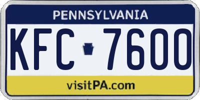 PA license plate KFC7600