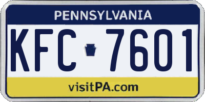 PA license plate KFC7601