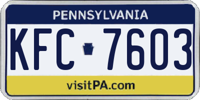 PA license plate KFC7603