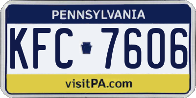 PA license plate KFC7606
