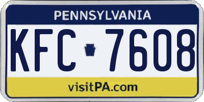 PA license plate KFC7608
